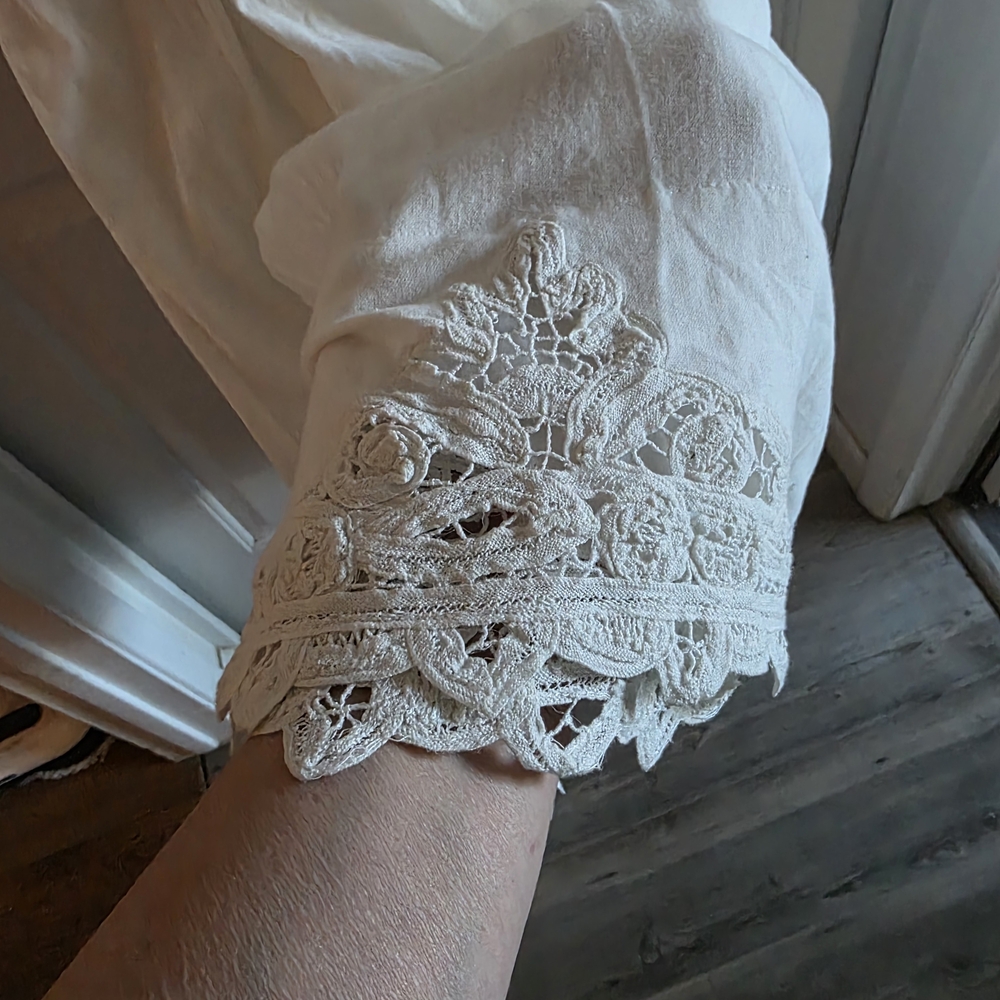 Free People Cream Button-Front Maxi Dress with Lace Back - Picture 6 of 8